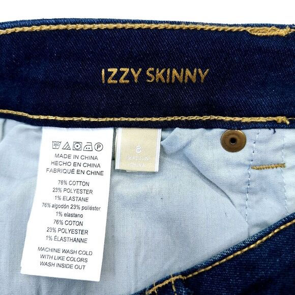 Michael Kors Izzy Skinny Fitted Denim Jeans Mid-Rise Dark Wash Sz 8 - Picture 5 of 13